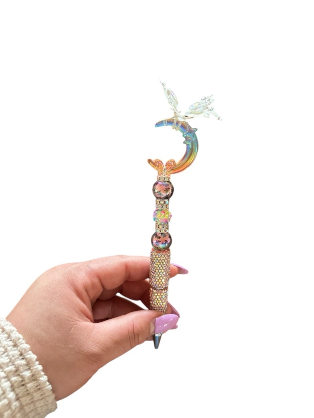AB INKS HANDMADE EXPRESSIONS Crystal Moon & Butterfly Iridescent Rhinestone Pen
